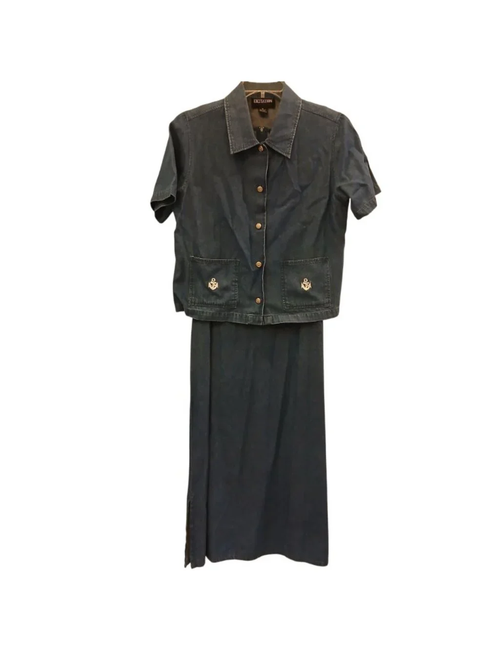 Excitation Womens Sz M Denim 2-Pc Set Sleeveless Back Zipper Dress w/ Jacket C17 - Picture 12 of 12